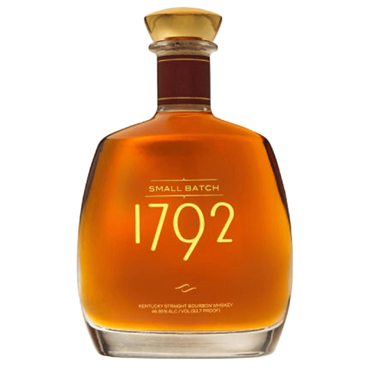 1792 SMALL BATCH BOURBON bottle showcasing its elegant design and rich amber color, representing sophisticated craftsmanship.