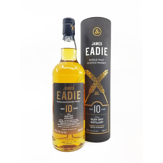 JAMES EADIE 10 YEARS OLD GLEN SPEY DISTILLERY SHERRY CASK FINISH CASK STRENGTH SINGLE MALT SCOTCH WHISKY