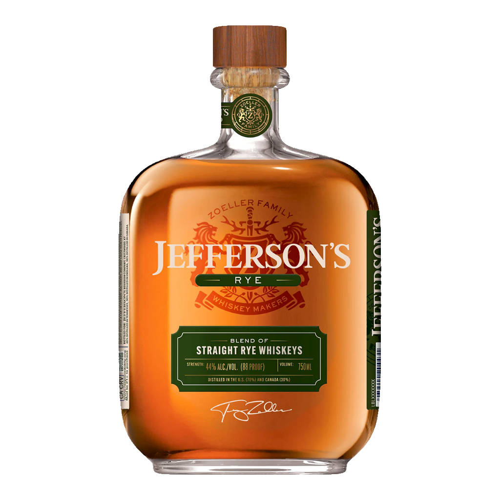 Jefferson's Straight Rye 88 Proof whiskey bottle
