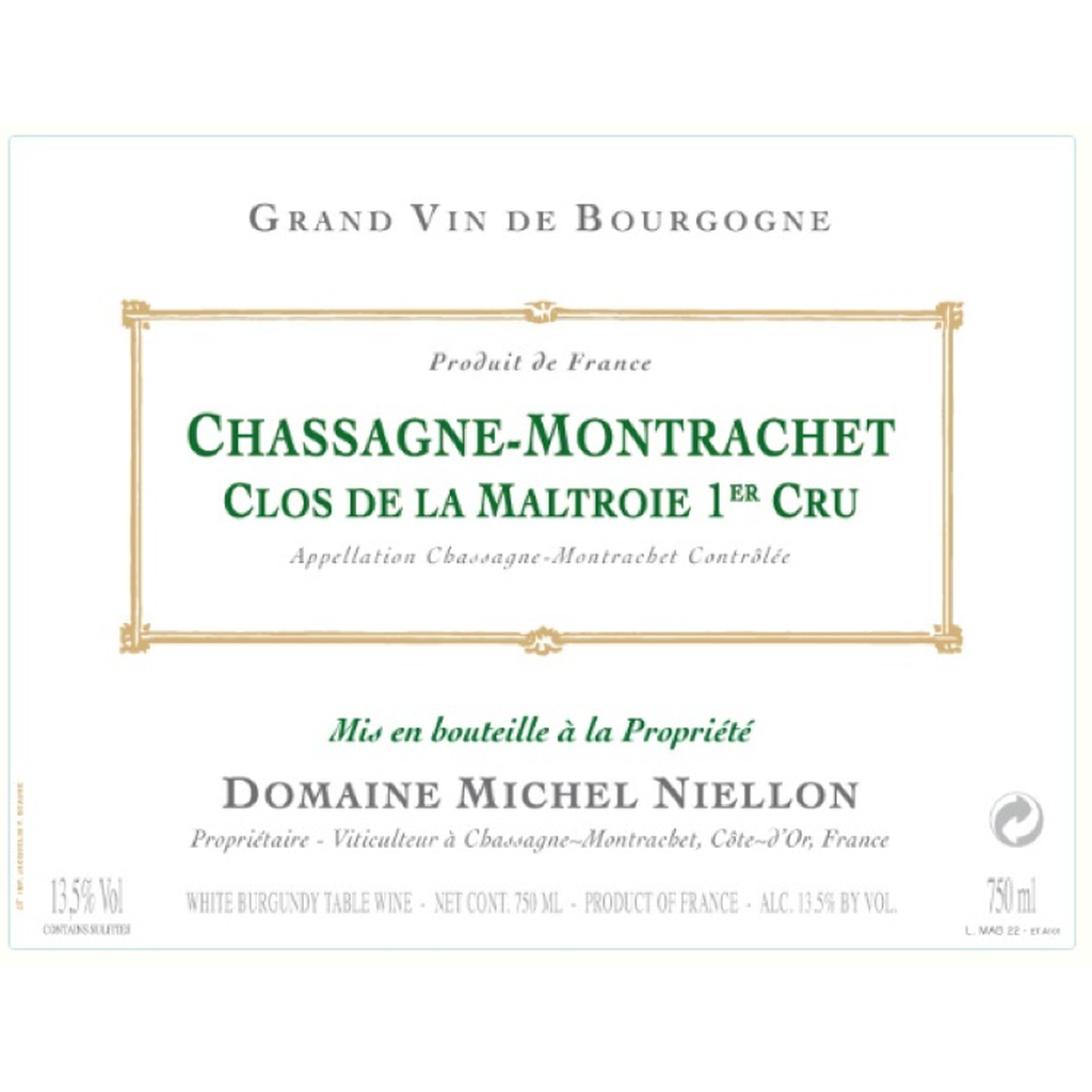 DOMAINE MICHEL NIELLON CHASSAGNE MONTRACHET 1ER CRU 'CLOS DE LA MALTROIE' 2022