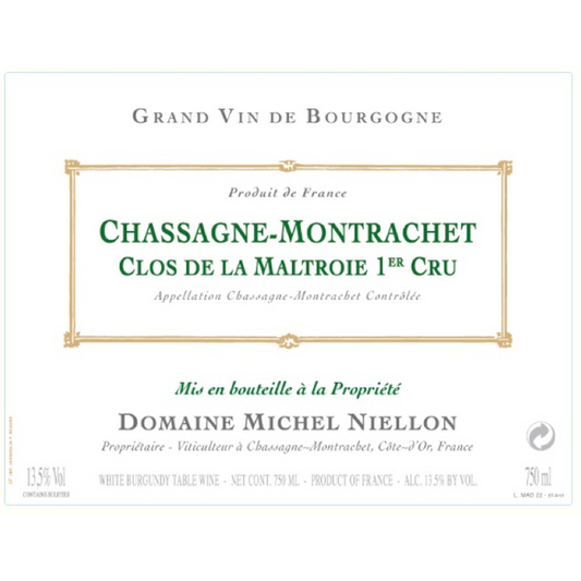 DOMAINE MICHEL NIELLON CHASSAGNE MONTRACHET 1ER CRU 'CLOS DE LA MALTROIE' 2022