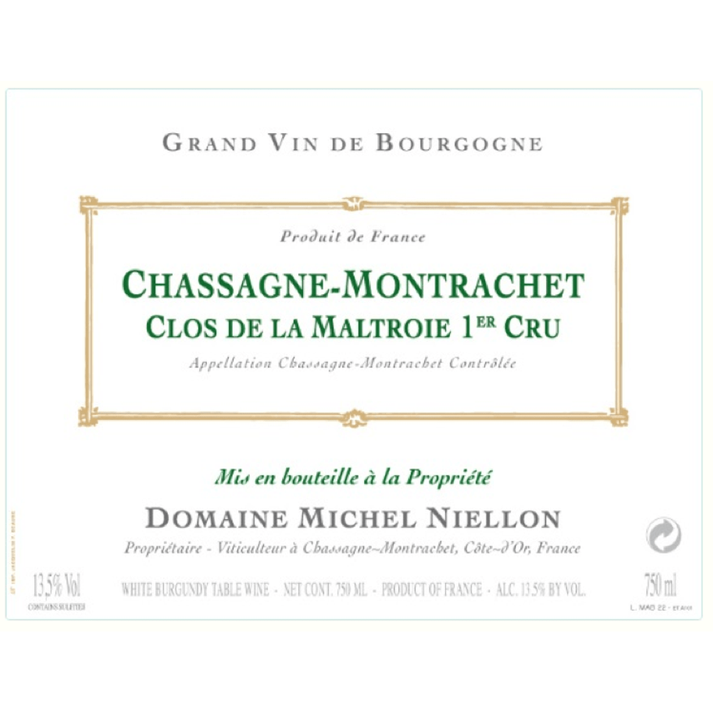 DOMAINE MICHEL NIELLON CHASSAGNE MONTRACHET 1ER CRU 'CLOS DE LA MALTROIE' 2022 - SipNYC
