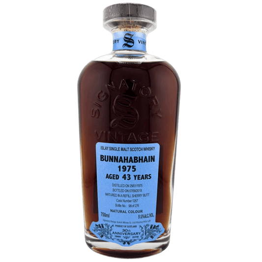 SIGNATORY VINATGE BUNNAHABHAIN 1975 43YR SHERRY BUTT 30TH ANNIVERSARY - SipNYC