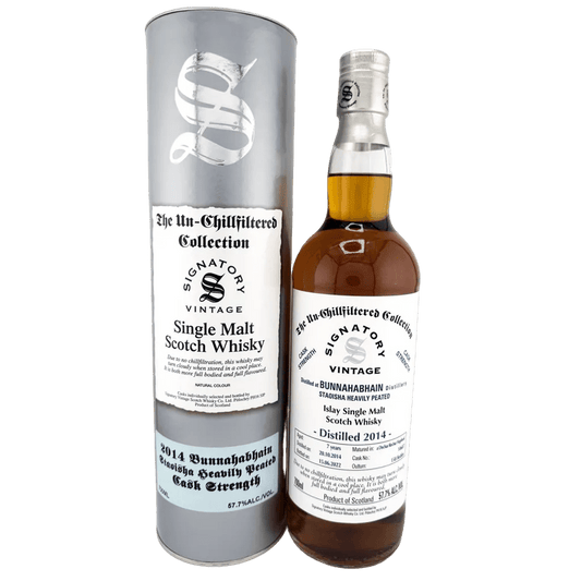 SIGNATORY VINTAGE BUNNAHABHAIN 2014 7YR STAOISHA HEAVILY PEATED CASK STRENGTH - SipNYC