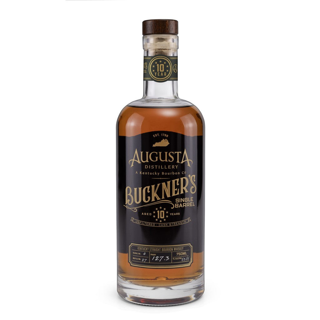 AUGUSTA DISTILLERY 10 YEAR AGED BUCKNER'S SINGLE BARREL UNFILTERED CASK STRENGTH KENTUCKY STRAIGHT BOURBON WHISKEY