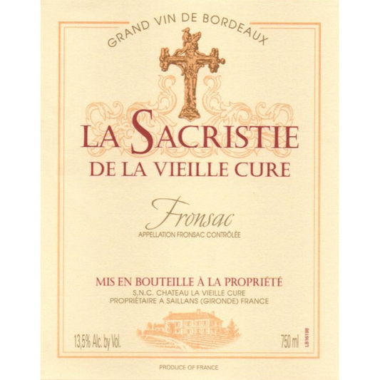 CHATEAU LA VIEILLE CURE LA SACRISTIE DE LA VIELLE CURE 2013 - SipNYC